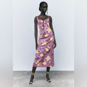Zara Purple Corset Floral Dress